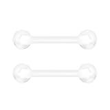 Forbidden Body Jewelry Clear Piercings, Clear Piercings for Work, 14G 10mm Hospital Grade PTFE Flexible Piercing Retainers for Pregnancy, MRI, Surgery & More (4mm Acrylic Balls), Sold as Pair