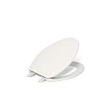 Kohler K-20110-96 Brevia Elongated Toilet Seat with Grip-Tight Bumpers, Quiet-Close Seat, Quick-Attach Hardware, Biscuit