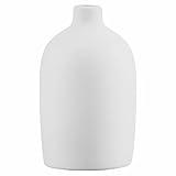 Handmade Modern Ceramic Vase - Elegant 6 Inch White Vase for Home Decor, Shelf, Table, Bookshelf & Office | Unique Artisan Crafted, Living Room & Bedroom Decoration