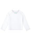 Feyoyi Unisex Baby Rash Guard Shirts SPF Long Sleeve Swim Shirts Sun Protection Rashguard Swimwear for Toddler Boys Girls White,4T