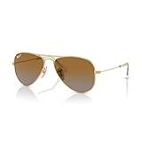 Ray-Ban Junior Kids' Aviator RJ9506S 223/T5 50MM Arista/Gardient Brown Polarized Aviator Sunglasses for Boys for Girls + BUNDLE With Designer iWear Eyewear Kit