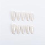 Handpainted Basic Solid Colour Almond Press-on Nails, Summer Nails, Solid Color Nails, Press-on Nails for Birthday, Event, Prom, Party (Milk White, L)