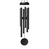 Litu WindChimes Outdoors, 32 Inches Deep Tone Metal WindChimes with 6 Thickened Aluminum Tubes, Wind Chimes for Outside, Memorial Wind Chimes Best Gift for Mom Grandma Women, Black