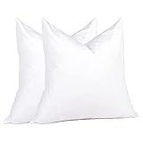 puredown® 18 x 18 Decorative Feather Down Throw Pillow Inserts (Set of 2, White) for Sofa, Couch, Bed, Machine Washable