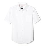 French Toast Boys' Short Sleeve Classic Poplin Dress Shirt (Standard & Husky), White, 18