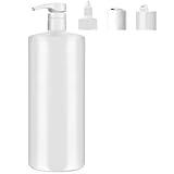 Bar5F 1 Liter Empty Pump Bottle | Universal: Pump, Push, Squirt | HDPE for Shampoo, Conditioner, Alcohol, Bleach, All-Purpose Cleaner, Food Condiments, Glue, Paint, BPA Free, Empty, Large 33.8 Ounce
