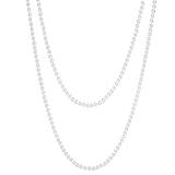 Yymobt Long Pearl Necklace for Women - Cream White Faux Pearls Strand Layered Beaded Costume Jewelry - 59" Length, 8mm Diameter, Handmade Imitation Pearls for Party & Casual Wear