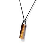 Tigers Eye Necklace for Men Natural Stone Necklace Adjustable Black Rope Tiger Eye Pendant Spiritual Energy Crystals and Healing Stones Necklace Protection Necklace Gifts for Men Women