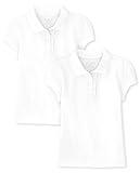 The Children's Place girls Short Sleeve Ruffle Pique Polo Shirt, White 2 Pack, Medium US