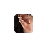 Ear Cuff Gold Hoop Cuffs Earrings for Women Teen Trendy Non Piercing Hypoallergenic Cubic Zirconia Earrings Set Jewelry Gifts - Gold