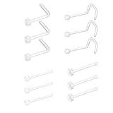 Clear Nose Ring Bioflex for Women and Men,Plastic Cear Nose Studs for Work L Shaped,Body Clear Piercing Retainer 18g Nose Rings Studs Piercing Jewelry