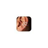 LOYALLOOK Ear Cuff Earrings for Women Silver Tone Ear Cuffs Non Piercing Clip on Cartilage Earring Trendy Fake Earrings Hypoallergenic Huggie Hoop Clip Cuff Earring Lightweight