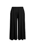 CIDER Women’s Plus Size Wide Leg Pants Palazzo Flowy Elastic Waist Pants with Pockets: Black, 3XL