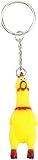 Katartizo Yellow Shrilling Screaming Chicken Keychain, Mini Rubber Squeeze Screaming Chicken Toy Gags and Practical Joke Toys Pendant Keychain Prank Key Chain Novelty Toy for Bags Keys Phones
