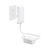 Flat Extension Cord with Outlet Cover, NUTICT Ultra-Thin Flat Wall Plug 3 Prong Extension Cord 3ft, 900J Surge Protector, Electrical Small Outlet Extender, Kitchen Home Improvement Essentials, White
