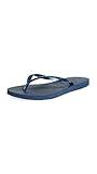Havaianas Women's Slim Flip Flops Sandals - Navy Blue, 7/8