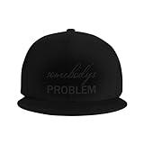 Somebody's Problem Funny Flat Bill Visor Baseball Cap for Women Men Running Hat Trucker Cap Sports Dad Hat Black-T5