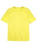 Poekuao Boys Rash Guard Short Sleeve UPF 50+ Sun Protection Swim Shirt Kids Quick Dry SPF Surfing Beach Water Shirt Yellow XL
