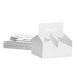 Kraft Cofee Drink Carrier with Handle - 30 Pack 4 Cup Kraft Paperboard Cup Holder Bulk Disposable Cardboard Drink Carrier for 12-32 OZ Drinks, Takeout, Candy, Cafe and Restaurant Food Service Delivery