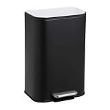 EcoSummer 3.2 Gal/12L Black -Grade Stainless Steel Trash Can - Silent-Close Lid Step Bin with Space-Saving Narrow Profile, Multi-Scene Waste Management System for Bathroom/Office/Kitchen