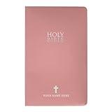 Personalized NIV Bible New International Version Faux Leather Holy Bible with Custom Name Small Print with Red-Highlighted Verses, Custom Gift for Christian & Religious Celebrations | Pink