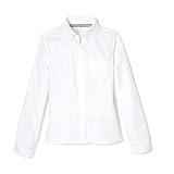 French Toast Girls Long Sleeve Oxford Blouse, White, 7,Big Girls'