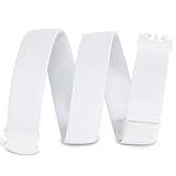 WHIPPY Mens Elastic Stretch Belt Unisex Adventure Web Belt for Women Men with Non-Metal Buckle Adjustable Belts, White
