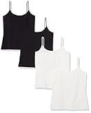 Amazon Essentials Women's Slim-Fit Camisole, Pack of 4, Black/White, Small