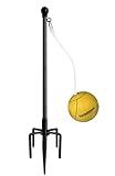 Garbuildman Tetherball Set with Rope for Outdoor Backyard, Adjustable Tether Ball Pole with Reinforced 5-Prong Base for Playground, Outside Ball Games Sports for Kids & Adults, 7.5 FT, Black