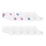 Fruit of the Loom Girls' Everyday No Show Socks (10 Pack), White, Medium