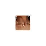 FUNEIA Dainty Silver Gold Necklaces for Women Trendy Non Tarnish 14K Gold Plated Cubic Zirconia Necklace Layered Cute Butterfly Heart Station Choker Necklace Stack for Wedding Prom Brides Jewelry