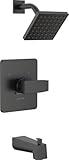 Delta Faucet Modern 14 Series Matte Black Shower Faucet, Tub and Shower Trim Kit with Single-Spray Touch-Clean Black Shower Head, Matte Black T14467-BL-PP (Valve Not Included)