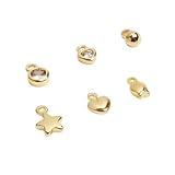 INSPIRELLE 60pcs Crystal Mini Charm Gold Plated Long-Lasting Cute Pendants for Jewerly Bracelet Necklace Making