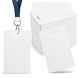 100 Pack Premium Blank PVC Cards with Slot Punch on Short Side - Vertical Slot Punch Blank ID Cards- CAETOUNG CR80 30 Mil Graphic Quality White Plastic Cards for Photo ID Badge Printers