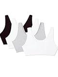 Fruit of the Loom Women's Built Up Tank Style Sports Bra Value Pack, Black/White/White/Heather Grey 4-Pack, 38