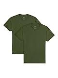 Fruit of the Loom Men's Eversoft Cotton T-Shirts (S-4XL), Crew-2 Pack-Military Green, Medium