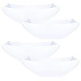 PLASTICPRO Disposable 64 ounce Square Serving Bowls, Party Snack or Salad Bowl, Large Plastic Elegant White Pack of 4