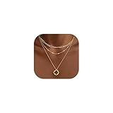 Gold Layered Necklaces for Women,14k Gold Plated Dainty Stackable Choker Necklaces for Women,Trendy Layering Circle Paperclip Chain Pendant Jewelry Set Gifts