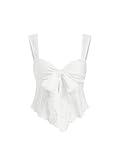 CIDER Lace Top Going Out Sleeveless Tank Top Sweetheart Neck Tie Bowknot Regular Fit Cute Lace Cami Tops Women White