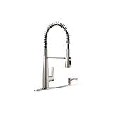 KOHLER K-R22745-SD-VS Semi-Professional Kitchen Faucet with Soap Dispenser/Lotion Dispenser, Commercial Kitchen Sink Faucet with Pull-Down Sprayhead, Vibrant Stainless