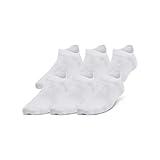 Under Armour Unisex-Child Youth Essential No Show Socks 6 Pack, (100) White/White/Halo Gray, Small