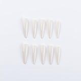 Handpainted Basic Solid Colour Stiletto Press-on Nails, Summer Nails, Solid Color Nails, Press-on Nails for Birthday, Event, Prom, Party (Milk White, L)