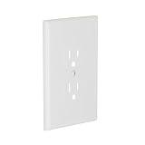 TayMac 2520W MASQUE White 1-Gang Duplex Jumbo Electrical Outlet Cover Wall Plate, Replaces Old Wall Plate for Electric Outlet, Home Improvement Essential, White, 1-Pack