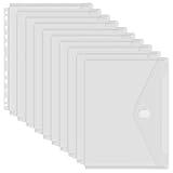 YoeeJob 11 Holes Clear Poly Envelope Binders Pocket Insert with Hook and Loop Closure Letter Size 10 Packs(Transparent)