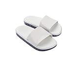 Melissa Next Gen Beach Jelly Slides for Women - Super Soft and Flexible, Stylish Slip-on Vegan Jelly Sandals, Flip Flops with Open Toe Design, White/Glitter Clear, 6