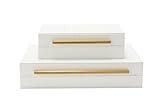 Kingflux White Set of 2pcs Decorative Boxes, Home Storage Boxes Jewelry Organizer, Shelf Orgnizer Box Woment&Men's Accessory Organizer (White)