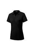 Women's Polo Shirts Short Sleeve Quick Dry UPF 50+ Sun Protection Business Casual Collared Shirt Tennis Golf Shirt Work Tops (BK L) Black