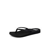 Reef Ginger Womens Beach Flip Flop, Soft Woven Strap Made From 100% Recycled PET, Black/Black, 8