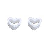 NewZenro Heart Silicone Ear Tunnel Plugs Gauges Expanders Hollow Flexible Soft Tunnels Kit Stretcher Earrings Fashion Lobe Piercing Body Birthday Jewelry for Women Her (White, 3/4"(20mm))