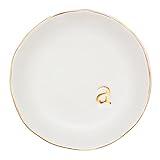 COLLECTIVE HOME - Ceramic Jewelry Tray, Decorative Trinket Dish for Rings Earrings Necklaces Bracelet Watch Keys, Birthday Mother's Day for Women, 4.75", White Surface (A)